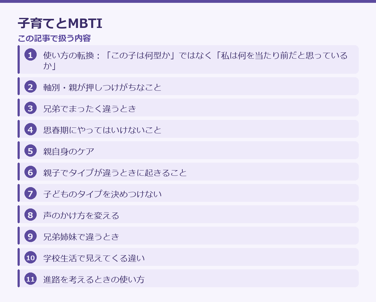 子育てとMBTIの記事構成図