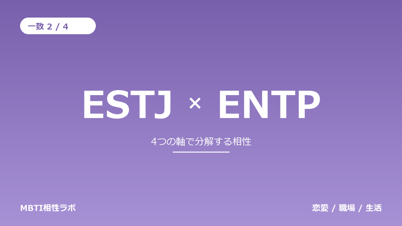ESTJとENTPの相性｜一致2・不一致2を軸ごとに分解する